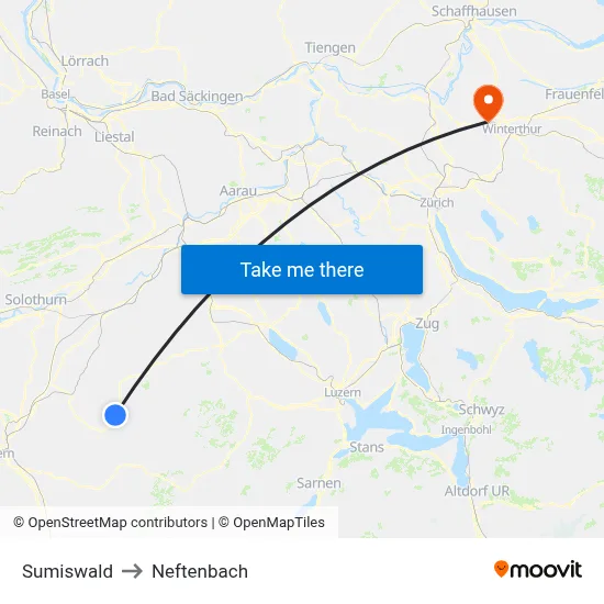 Sumiswald to Neftenbach map