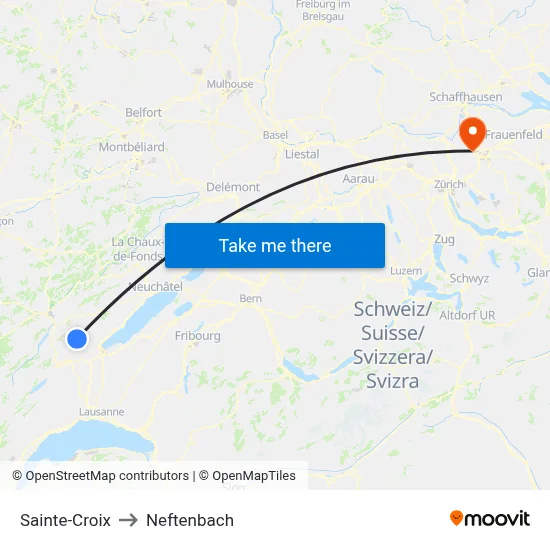Sainte-Croix to Neftenbach map