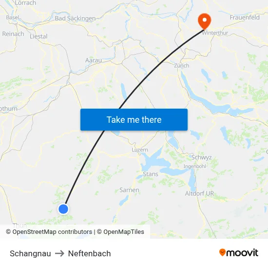 Schangnau to Neftenbach map