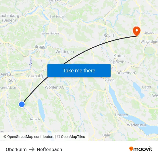 Oberkulm to Neftenbach map
