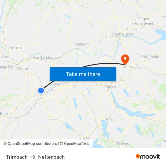 Trimbach to Neftenbach map