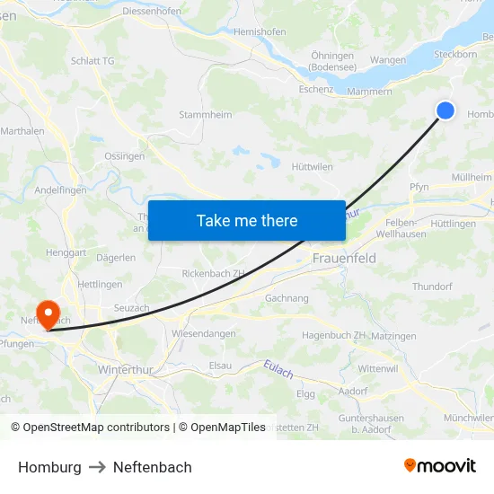 Homburg to Neftenbach map