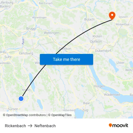 Rickenbach to Neftenbach map