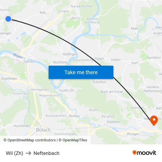 Wil (Zh) to Neftenbach map