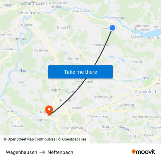 Wagenhausen to Neftenbach map