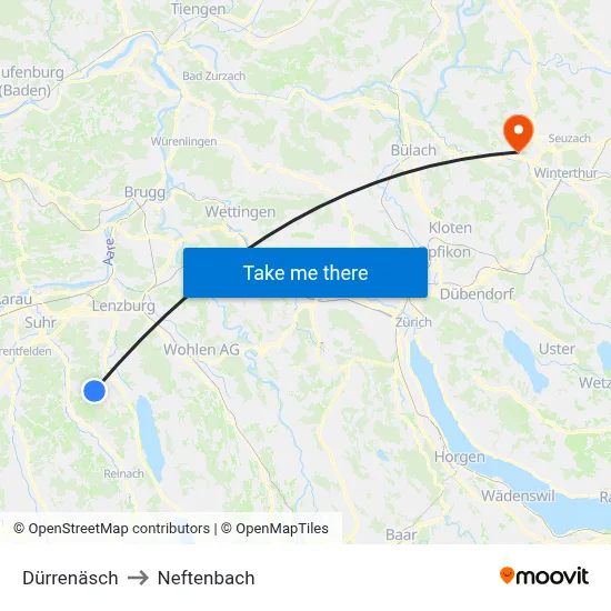 Dürrenäsch to Neftenbach map