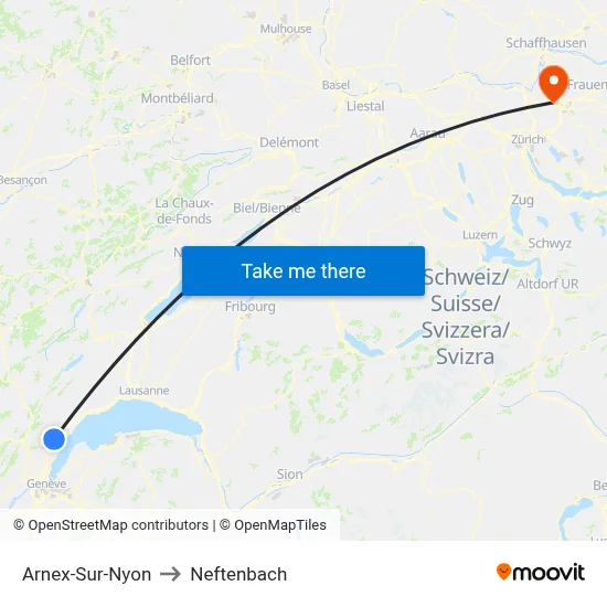 Arnex-Sur-Nyon to Neftenbach map