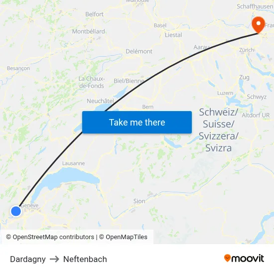 Dardagny to Neftenbach map