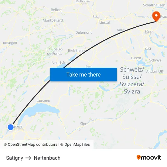 Satigny to Neftenbach map