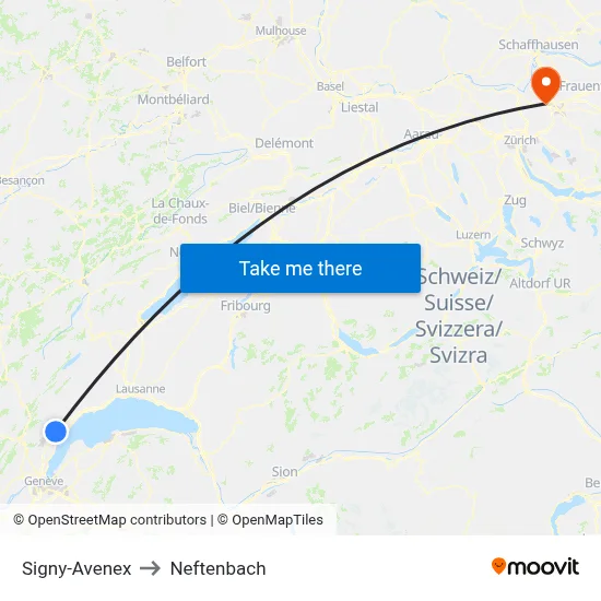 Signy-Avenex to Neftenbach map