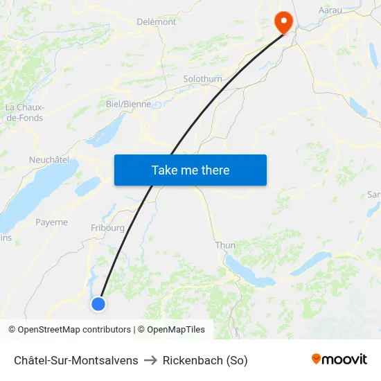 Châtel-Sur-Montsalvens to Rickenbach (So) map