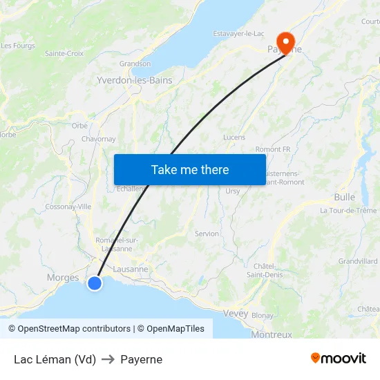Lac Léman (Vd) to Payerne map