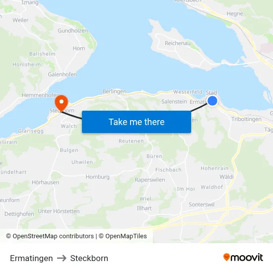 Ermatingen to Steckborn map