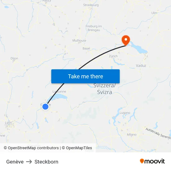 Genève to Steckborn map