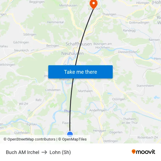 Buch AM Irchel to Lohn (Sh) map