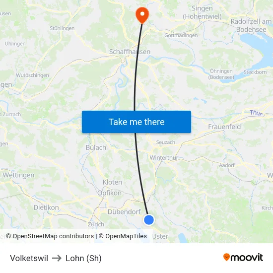 Volketswil to Lohn (Sh) map