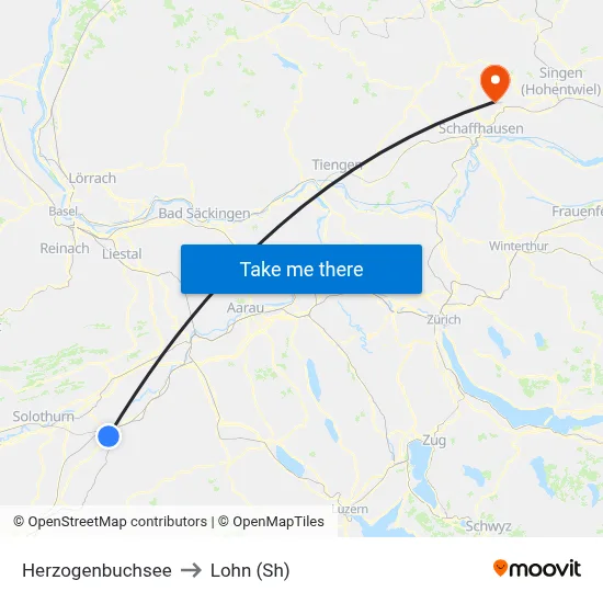 Herzogenbuchsee to Lohn (Sh) map