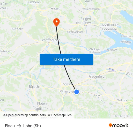 Elsau to Lohn (Sh) map