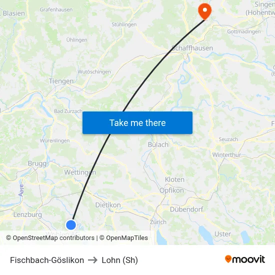 Fischbach-Göslikon to Lohn (Sh) map