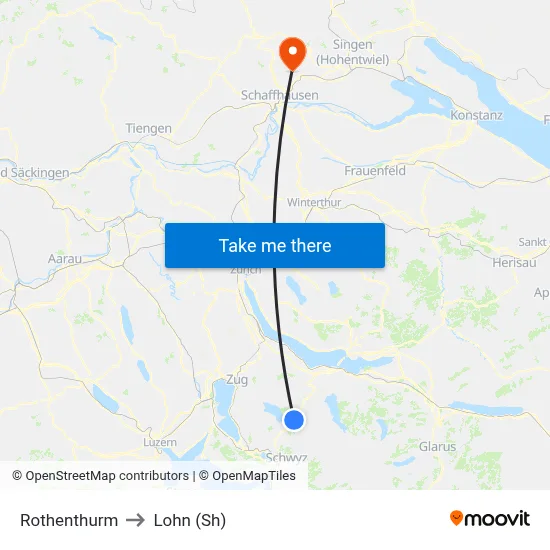 Rothenthurm to Lohn (Sh) map