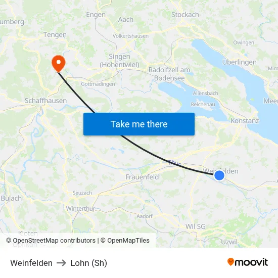 Weinfelden to Lohn (Sh) map
