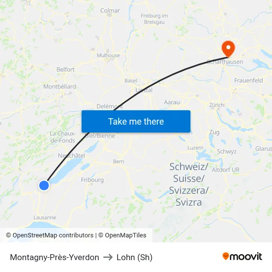 Montagny-Près-Yverdon to Lohn (Sh) map