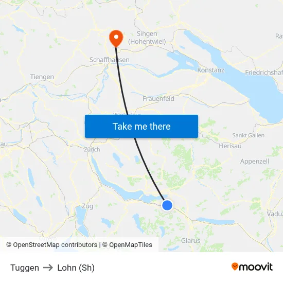 Tuggen to Lohn (Sh) map