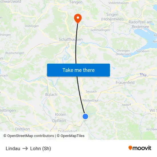 Lindau to Lohn (Sh) map