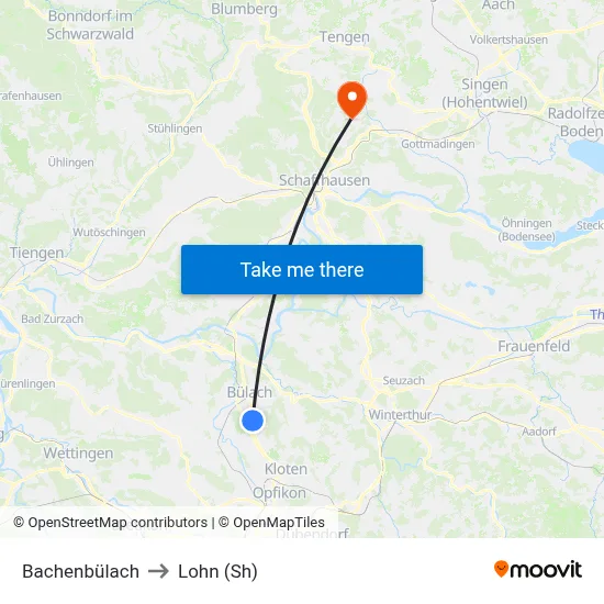 Bachenbülach to Lohn (Sh) map