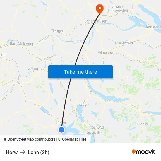 Horw to Lohn (Sh) map
