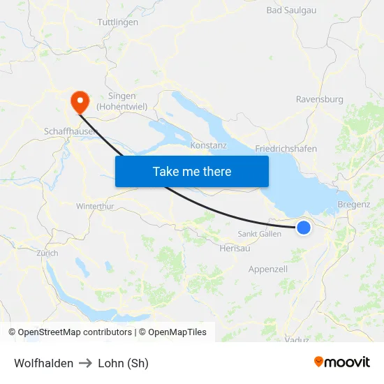 Wolfhalden to Lohn (Sh) map