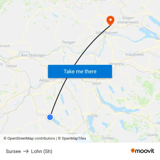Sursee to Lohn (Sh) map