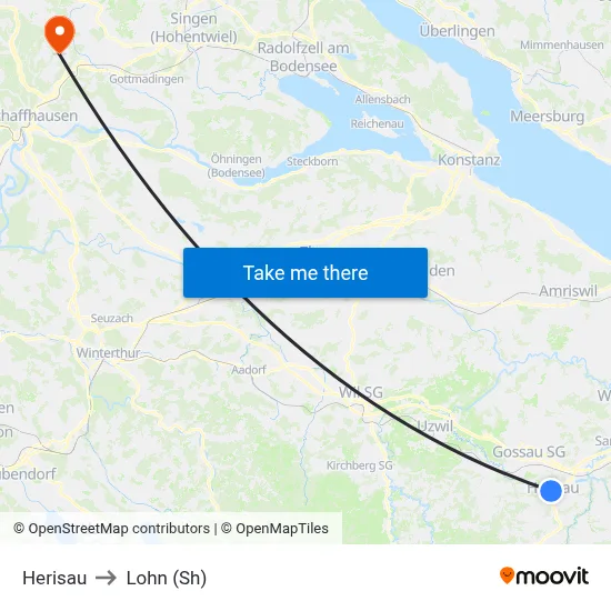 Herisau to Lohn (Sh) map