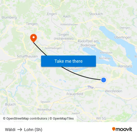 Wäldi to Lohn (Sh) map