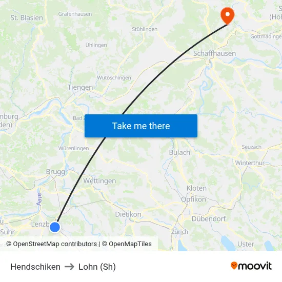 Hendschiken to Lohn (Sh) map