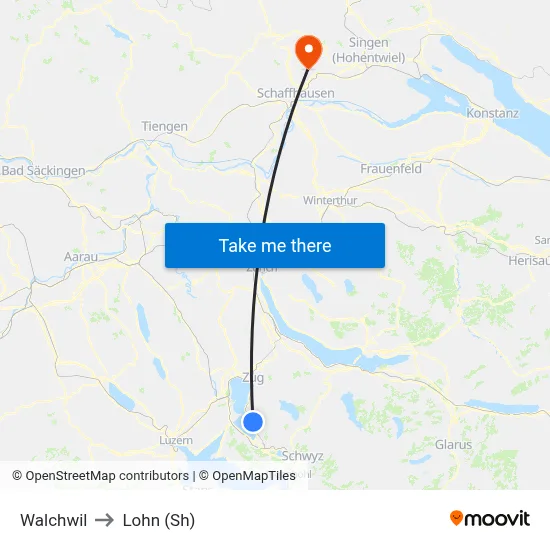 Walchwil to Lohn (Sh) map