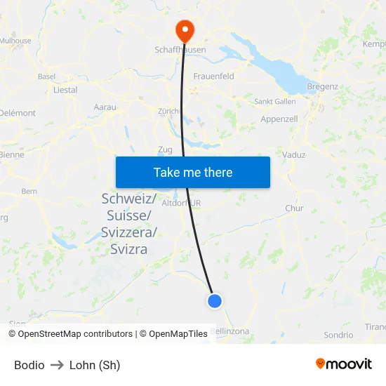Bodio to Lohn (Sh) map