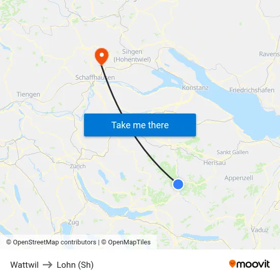 Wattwil to Lohn (Sh) map