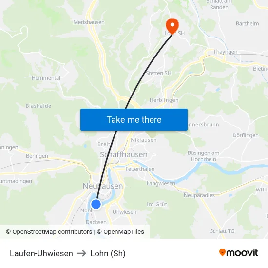 Laufen-Uhwiesen to Lohn (Sh) map