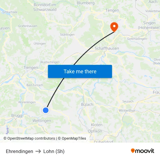Ehrendingen to Lohn (Sh) map