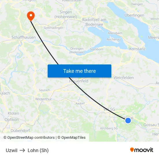 Uzwil to Lohn (Sh) map