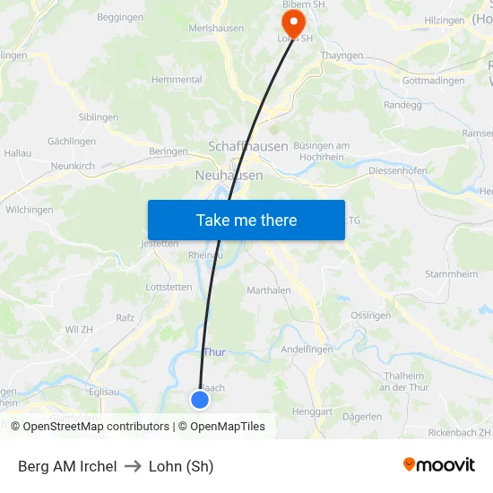 Berg AM Irchel to Lohn (Sh) map