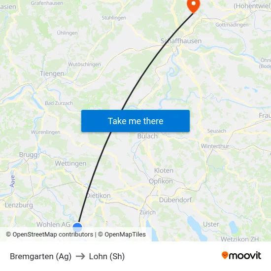 Bremgarten (Ag) to Lohn (Sh) map