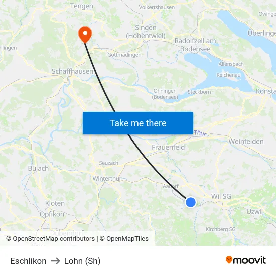 Eschlikon to Lohn (Sh) map