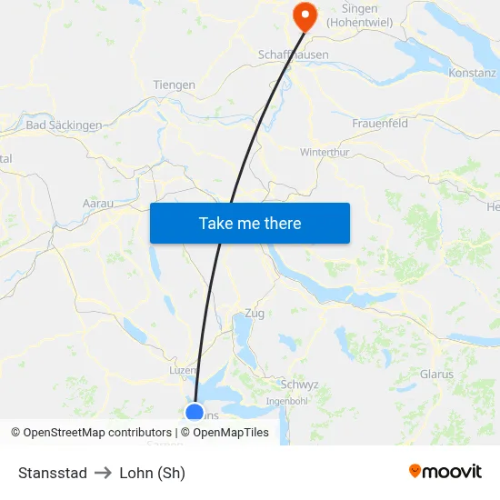 Stansstad to Lohn (Sh) map