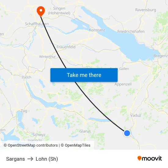 Sargans to Lohn (Sh) map