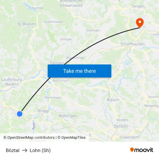 Böztal to Lohn (Sh) map
