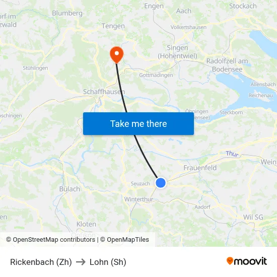 Rickenbach (Zh) to Lohn (Sh) map