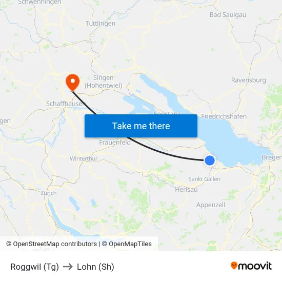 Roggwil (Tg) to Lohn (Sh) map
