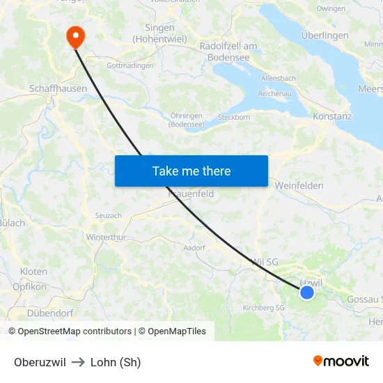 Oberuzwil to Lohn (Sh) map